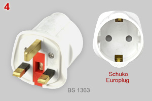 Adapter plug: British to Schuko type