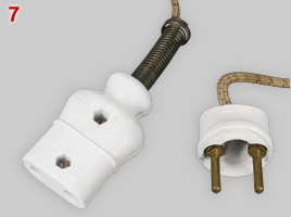 Porcelain appliance connector and wall plug