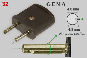 GEMA 2-pin plug with special pins