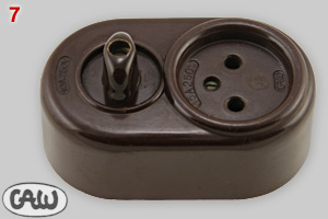 Winkelhaus Bakelite surface mount socket with switch