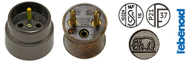 L'Ebenoid earth pin socket and plug