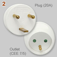 French 20A single phase adapter plug