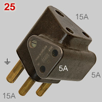 BS546 15A multi-plug with BS372-part1 5A outlets