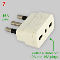16A CEI 23-50 adapter for 10A plugs